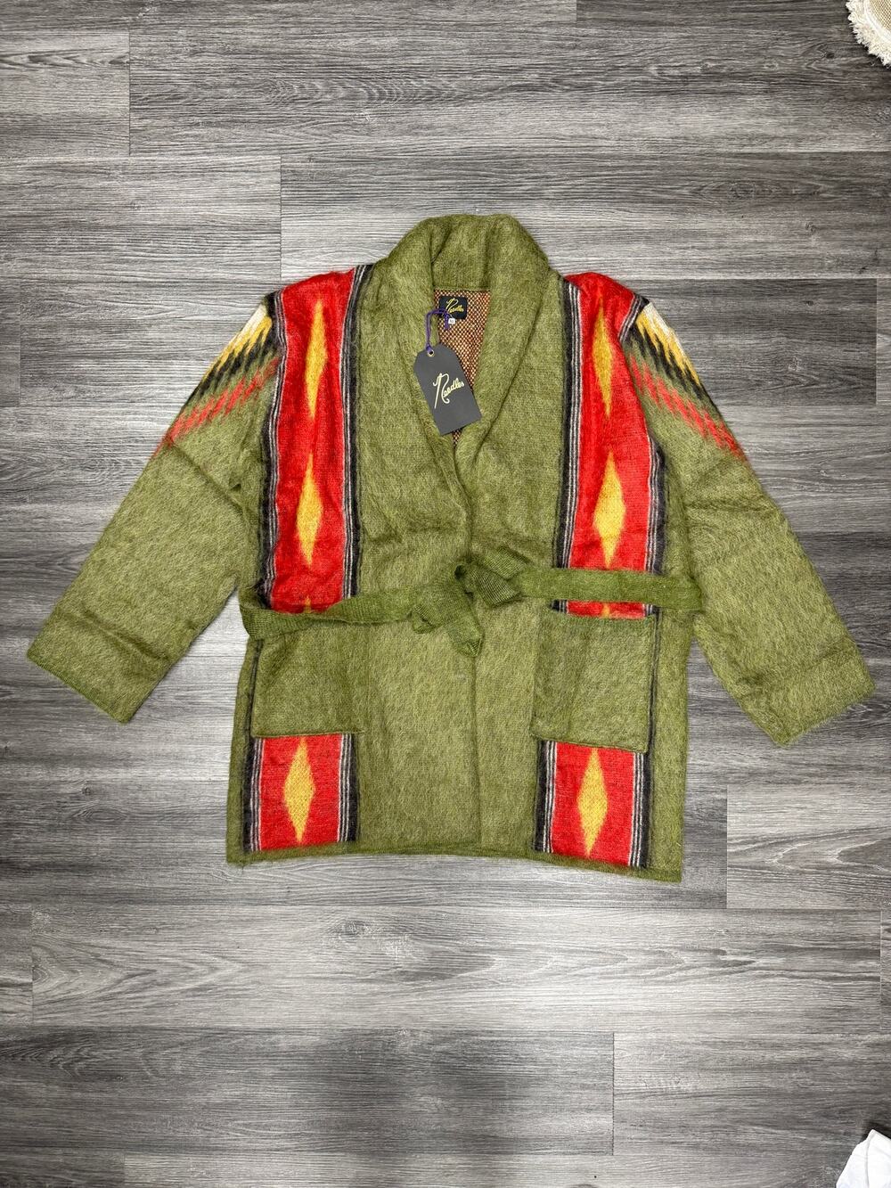 Hidden NY Mohair x Needles Robe Green Red XL New